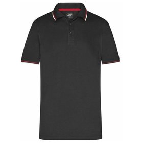 James & Nicholson - Herren coldblack® Poloshirt JN966, schwarz/weiß/rot, Größe M