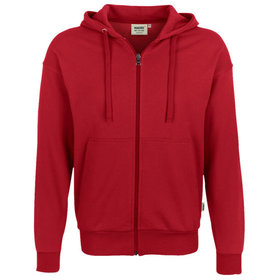 HAKRO - Kapuzen-Sweatjacke Premium 605, rot, Größe M