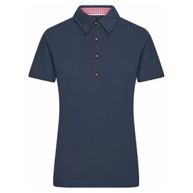 James & Nicholson - Damen Trachtenpoloshirt JN715, navy-blau/rot/weiß, Größe XXL