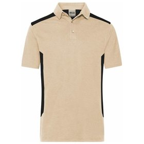 James & Nicholson - Herren BIO Workwear Poloshirt Kontrast JN1826, stein-grau/schwarz, Größe XXL