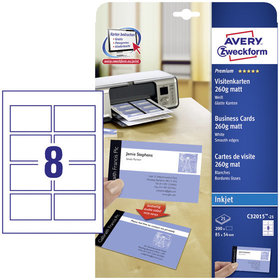 AVERY™ Zweckform - C32015-25 Premium Visitenkarten, 85 x 54mm, beidseitig beschichtet, 200 Karten / 25 Bogen
