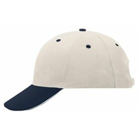 James & Nicholson - 6 Panel Sandwich Cap MB024, beige/navy-blau, Einheitsgröße