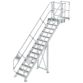 MUNK Günzburger Steigtechnik - Treppe, 45°, Stufe B 800mm, beidseitiger Handlauf, Stufe T 240mm