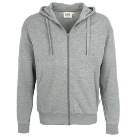 HAKRO - Kapuzen-Sweatjacke Premium 605, grau meliert, Größe XL