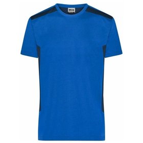 James & Nicholson - Herren BIO Workwear T-Shirt Kontrast JN1824, königs-blau/navy-blau, Größe XXL