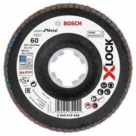 Bosch - X-LOCK-Fächerschleifscheibe X551, Expert for Metal, K: 60, Scheibend.: 115 mm (2608619808)