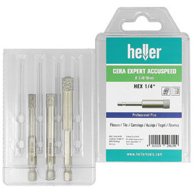 heller - Cera Expert Accuspeed Feinsteinzeugbohrer, Set 3-teilig Ø 6/8/10 mm