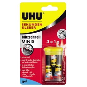 UHU® - Sekundenkleber blitzschnell MINIS gel 45370 1g 3er-Pack