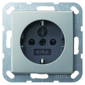 GIRA - Steckdose 1f Edelstahl System 55 UP mit Orientierungsbeleuchtung horiz/vert