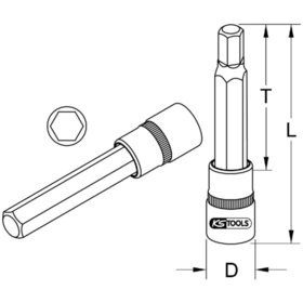 KSTOOLS® - BRONZEplus Bit-Stecknuss Innensechskant 1/2" lang 8 x 90mm