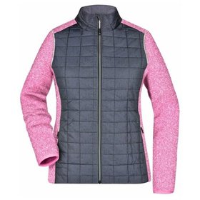 James & Nicholson - Damen Melange Strickfleece Hybridjacke JN741, pink/anthrazit, Größe XL