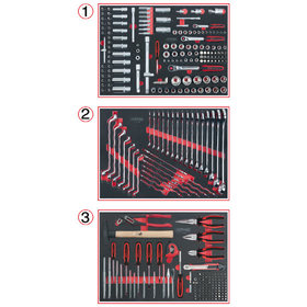 KSTOOLS® - Universal-Systemeinlagen-Satz für 3 Schubladen mit 310 Premium-Werkzeugen