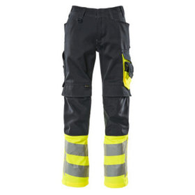 MASCOT® - Leeds Hose mit Knietaschen SAFE SUPREME, Schwarzblau/hi-vis Gelb, Größe 82C49