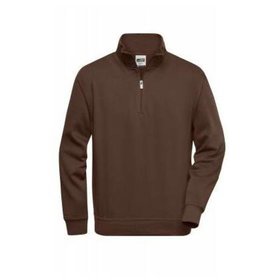 James & Nicholson - Workwear Zip Sweatshirt JN831, braun, Größe 3XL