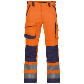 Dassy® - Chicago Warnschutzhose mit Kniepolstertaschen, neonorange/dunkelblau, Schrittlänge Standard, Größe 66