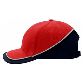 James & Nicholson - 6 Panel Paspel Cap MB6506, rot/navy-blau/hellgrau, Einheitsgröße