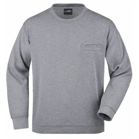 James & Nicholson - Herren Sweatshirt mit Brusttasche JN924, grau heather, Größe 3XL