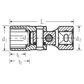 STAHLWILLE® - 3/8" (10mm) Gelenk-Steckschlüsseleinsatz SW.9/16" L.48,5mm