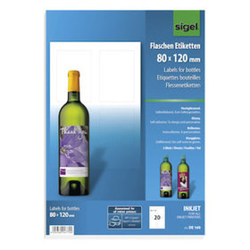 sigel® - Flaschenetikett, 80x120mm,Pck=20 Stück, DE160, glänzend