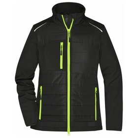 James & Nicholson - Damen Softshell Hybridjacke JN1819, schwarz/neon-gelb, Größe M