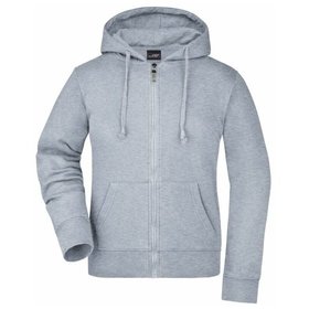 James & Nicholson - Damen Kapuzen Sweatjacke JN053, grau heather, Größe S