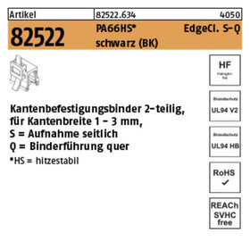 Befestigungsbinder ART 82522 mit Edgeclip PA66HS schwarz 3,6 x 150 S-A S