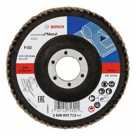 Bosch - Fächerschleifscheibe X431 Standard for Metal, gerade, 115mm, 40, Glasgewebe (2608603712)