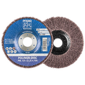 PFERD - POLINOX Vlies-Schleifdisc PNL Ø 125 mm Bohrung-Ø 22,23 mm A100 für Feinschliff und Finish