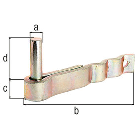 ALBERTS - Kloben, F-Mauerhaken, galv.gelb verzinkt, Dorn ⌀13 mm, LxH: 131x20/45 mm