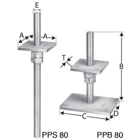 SIMPSON Strong-Tie® - Stützenfuß, Auflageplatte, höhenverstellbar, Stahl feuerverzinkt, PPB 80G