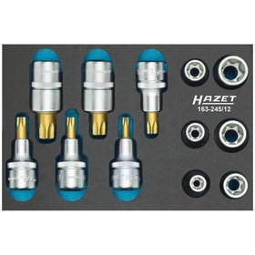 HAZET - Steckschlüssel-Einsätze-Satz 163-245/12, 1/2" für TORX® E10 - E20, T30 - T60