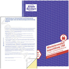 AVERY™ Zweckform - 1764 Mitarbeiterverpflichtung, A4, selbstdurchschreibend, 2x 40 Blatt