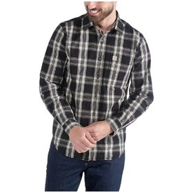 carhartt® - Herren Langarm-Hemd L/S ESSENTIAL OPEN COLLAR SHIRT PLAID, schwarz, Größe L