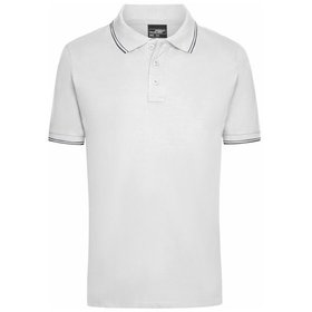 James & Nicholson - Herren Elastic Poloshirt JN986, weiß/navy-blau, Größe M