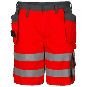 Engel - Safety Shorts mit Holstertaschen 6502-770 nach EN ISO 20471, Warnrot/Grau, Größe 58