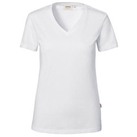 HAKRO - Damen V-Shirt Stretch 172, weiß, Größe S