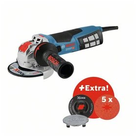 Bosch - Set: GWX 19-125, Strongflex-Kabel, 5x X-LOCK Fiberschleifscheibe, Stützteller