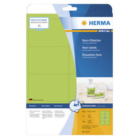 HERMA - Etikett, A4, 99,1x67,7mm, neon grün, Pck=20 Blatt, 160 Etiketten, 5147, Laser