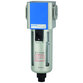 RIEGLER® - Filter »G«, PC-Behälter, Schutzkorb, 5 µm, BG 300, G 1/4", Ablass: VA