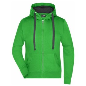 James & Nicholson - Damen Sweatjacke Bionic® JN594, grün/carbon, Größe XXL