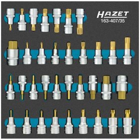 HAZET - Steckschlüssel-Einsätze-Satz 163-407/35, 1/2", 35-teilig Innen-6-kant/XZN/TX/CV
