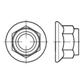 6-kant-muttern Flansch-nichtmetal. Einsatz, EN 1663 Stahl 8 galv. verzinkt M5