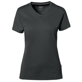 HAKRO - Cotton Tec® Damen V-Shirt 169, anthrazit, Größe S