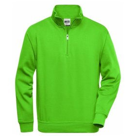 James & Nicholson - Workwear Zip Sweatshirt JN831, lime-grün, Größe 3XL