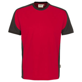 HAKRO - T-Shirt Contrast Mikralinar® 290, rot/anthrazit, Größe M