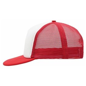 James & Nicholson - 5 Panel Cap Flat Peak MB6207, weiß/rot, Einheitsgröße