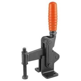 KIPP - SCHNELLSPANNER SCHWERE AUSFÜHRUNG STAHL, FUß WAAGRECHT, ORANGE, M=M12X100