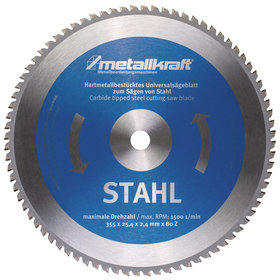 metallkraft® - Sägeblatt Stahl ø355 x 2,4 x 25,4mm Z80 für MTS 356