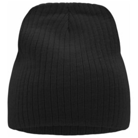 James & Nicholson - Beanie Mütze gerippt MB7923, schwarz, Einheitsgröße