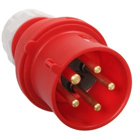 as® Schwabe - CEE-Phasenwendestecker 400V/16A, rot mit Schrauban schlüssen, 400V/16A/5polig/6h, IP44